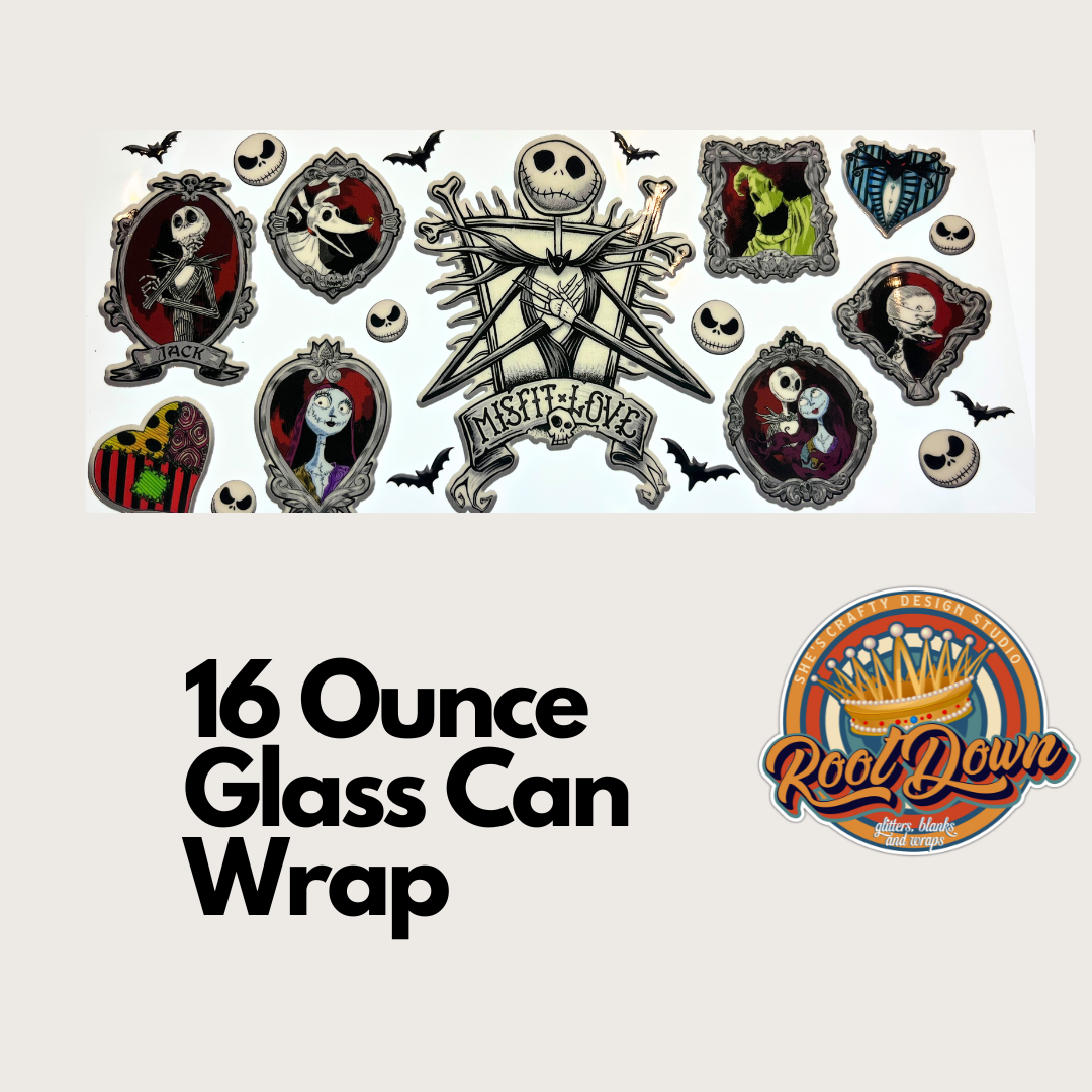 Nightmare - Halloween 16 Ounce Glass Can UV DTF Wraps