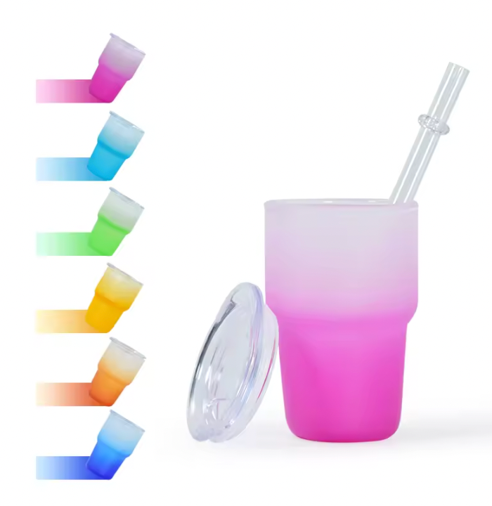 3 Ounce Sure Shot Frosted Gradient Mini Tumbler Glasses with straws