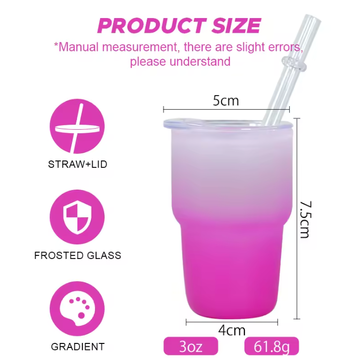 3 Ounce Sure Shot Frosted Gradient Mini Tumbler Glasses with straws